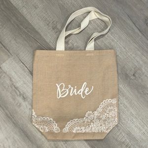 WOVEN BRIDE TOTE BAG WITH LACE - NWOT